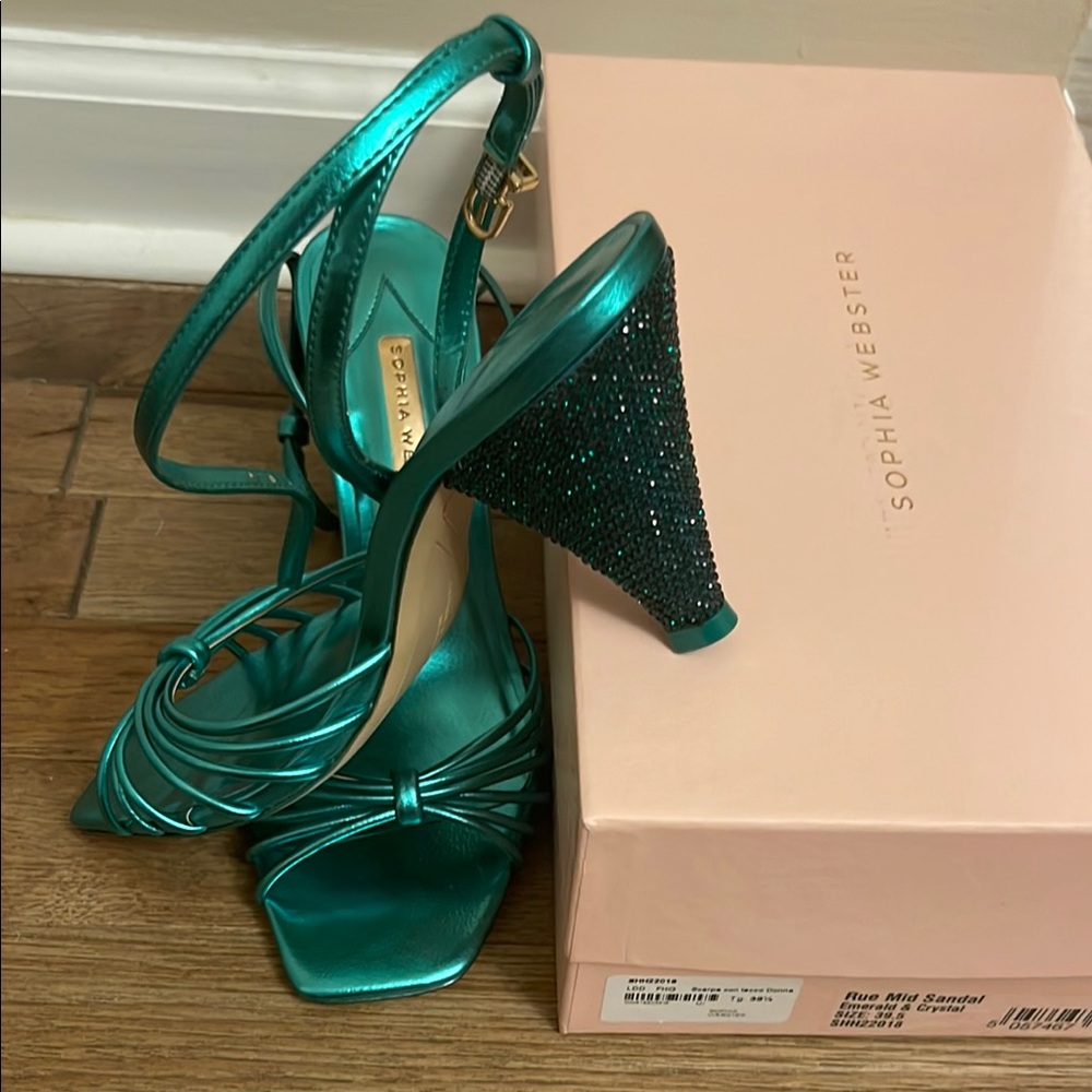 Sophia Webster Green Embellished Sandals